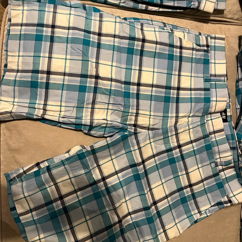 Mens H&M Blue and White Plaid Shorts